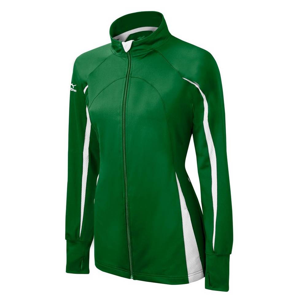 Damske Bundy Mizuno Elite 9 Focus Full-Zip Zelene/Biele Vypredaj RVUL25981
